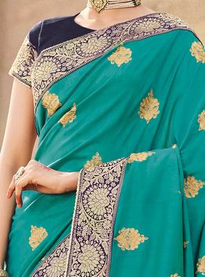 Blue Embroidered Art Silk Saree With Blouse 3