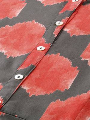 Red printed rayon long-kurtis 5