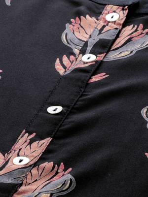 Black printed rayon long-kurtis 5