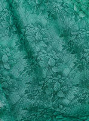 Turquoise printed pure georgette saree with blouse 4