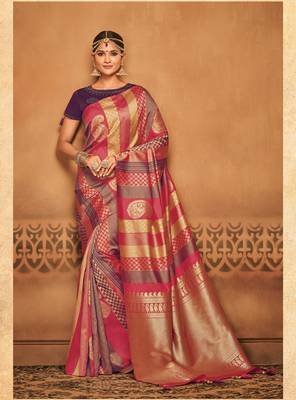 Multicolor Woven Silk Blend Saree With Blouse 1