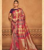 Multicolor Woven Silk Blend Saree With Blouse