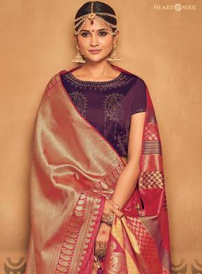 Multicolor Woven Silk Blend Saree With Blouse 3