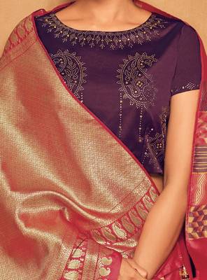 Multicolor Woven Silk Blend Saree With Blouse 4