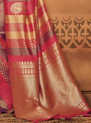 Multicolor Woven Silk Blend Saree With Blouse 5