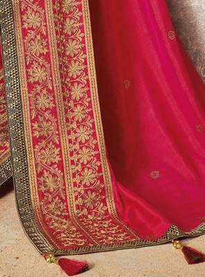 Pink Embroidered Art Silk Saree With Blouse 4