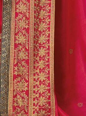 Pink Embroidered Art Silk Saree With Blouse 5