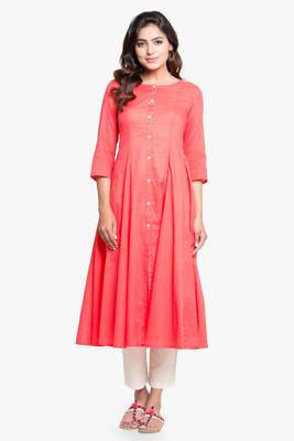 Pinksky Coral woven viscose rayon kurtas-and-kurtis 1