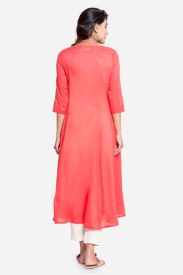 Pinksky Coral woven viscose rayon kurtas-and-kurtis 2