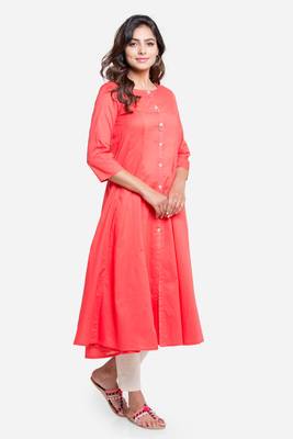 Pinksky Coral woven viscose rayon kurtas-and-kurtis 3
