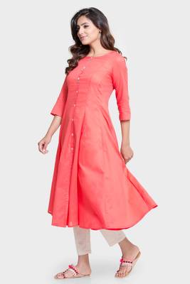 Pinksky Coral woven viscose rayon kurtas-and-kurtis 4