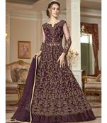 Wine embroidered net salwar