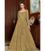 Mustard embroidered net salwar