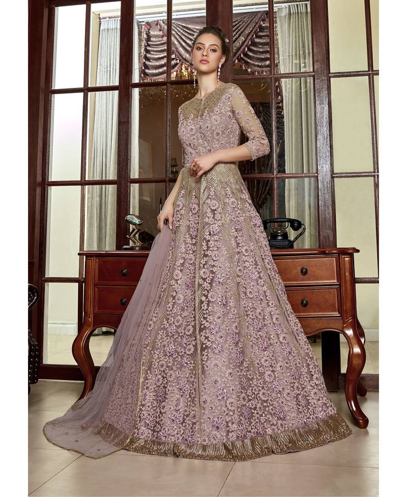 Pink embroidered net salwar