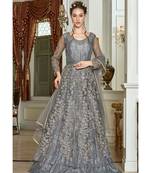 Silver embroidered net salwar