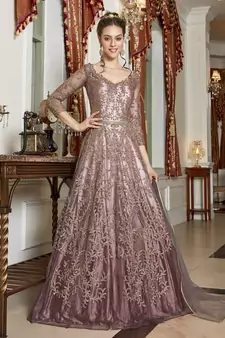 Purple embroidered net salwar