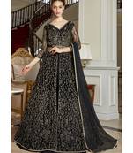 Black embroidered net salwar