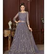 Blue embroidered net salwar