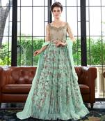 Green embroidered net salwar
