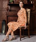 Orange embroidered net salwar