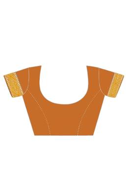 mustard woven silk blend saree with blouse 5