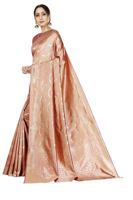 white woven silk blend saree with blouse 2