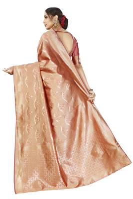 white woven silk blend saree with blouse 3