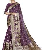 purple woven silk blend saree with blouse