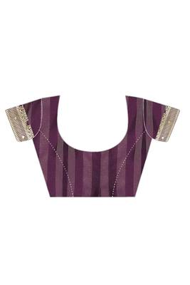 purple woven silk blend saree with blouse 5