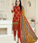 Orange printed cotton salwar