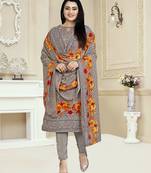 Grey printed cotton salwar