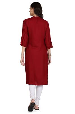 Red embroidered rayon embroidered-kurtis 2