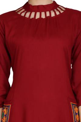 Red embroidered rayon embroidered-kurtis 5
