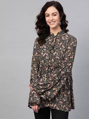 Pinksky Black woven cotton cotton-tops 1