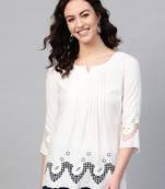 Pinksky White woven viscose rayon cotton-tops