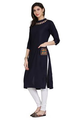 Blue embroidered rayon embroidered-kurtis 3