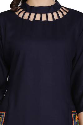 Blue embroidered rayon embroidered-kurtis 5