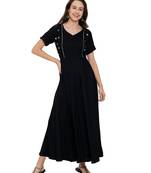 Black plain rayon ethnic-kurtis
