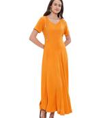 Mustard plain rayon ethnic-kurtis
