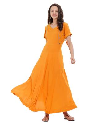 Mustard plain rayon ethnic-kurtis 2