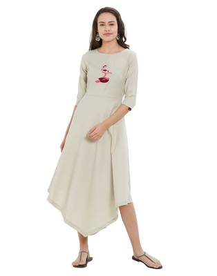 Beige plain rayon ethnic-kurtis 1
