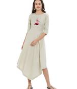 Beige plain rayon ethnic-kurtis