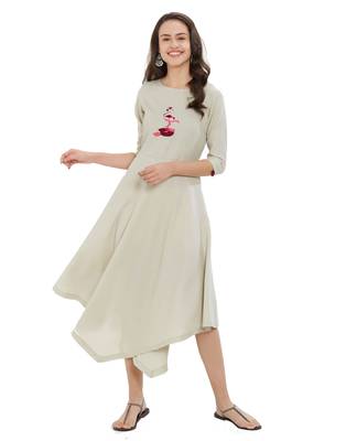 Beige plain rayon ethnic-kurtis 2