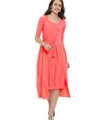 Peach plain cotton ethnic-kurtis