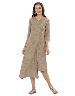 Beige plain cotton ethnic-kurtis 1