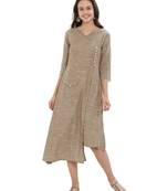 Beige plain cotton ethnic-kurtis
