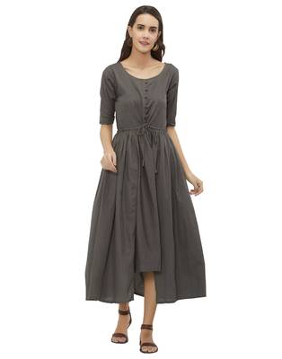 Grey plain cotton ethnic-kurtis 1
