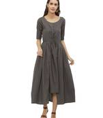 Grey plain cotton ethnic-kurtis