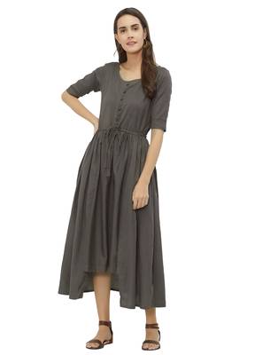 Grey plain cotton ethnic-kurtis 2