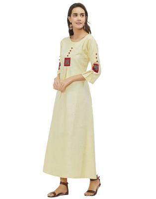 Off-white plain cotton ethnic-kurtis 2
